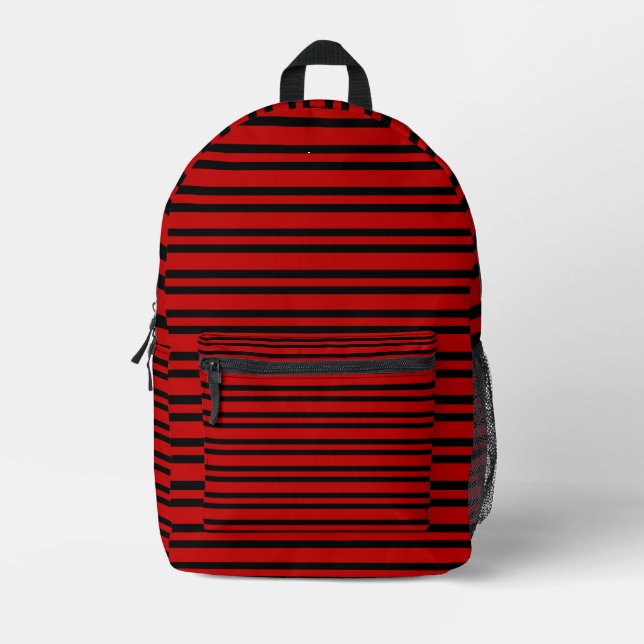 Mochila Impresa Patrón de rayas rojas y negras (Anverso)