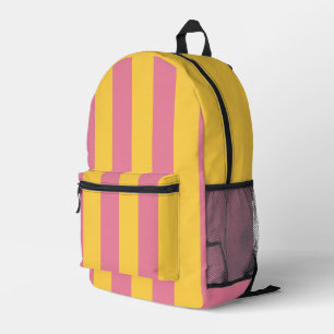 Mochila Impresa Patrón de rayas verticales rosa y amarillo vibrant