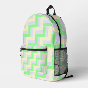 Mochila Impresa Patrón de rectángulos Pastel Líneas de puntos blan
