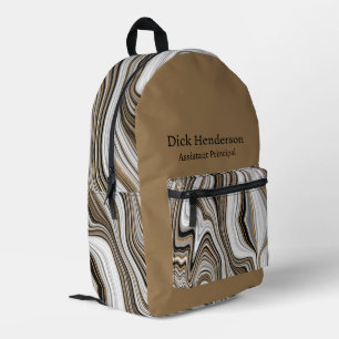 Mochila Impresa Patrón de remolino de mármol abstracto - negro, br