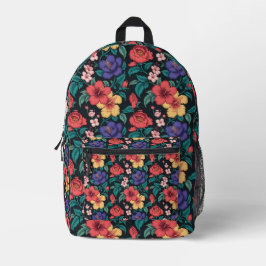 Mochila Impresa Patrón de repetición de flor silvestre