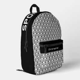 Mochila Impresa Patrón de repetición moderno blanco negro