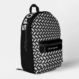 Mochila Impresa Patrón de repetición moderno blanco negro
