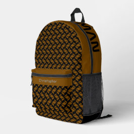 Mochila Impresa Patrón de repetición moderno marrón negro