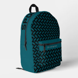 Mochila Impresa Patrón de repetición moderno Verde azulado negro