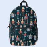 Mochila Impresa Patrón de robot retro<br><div class="desc">Patrón de robots estilo retro divertido de los años 50. Arte original de Nic Squirrell.</div>