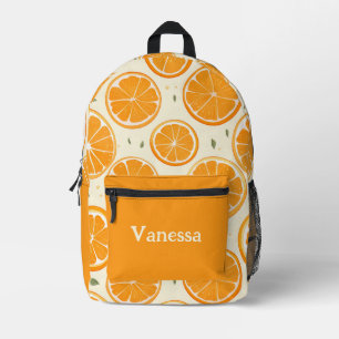 Mochila Impresa Patrón de Rodaja de Naranja con Nombre