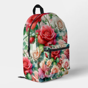 Mochila Impresa Patrón de Rosa Caprichoso