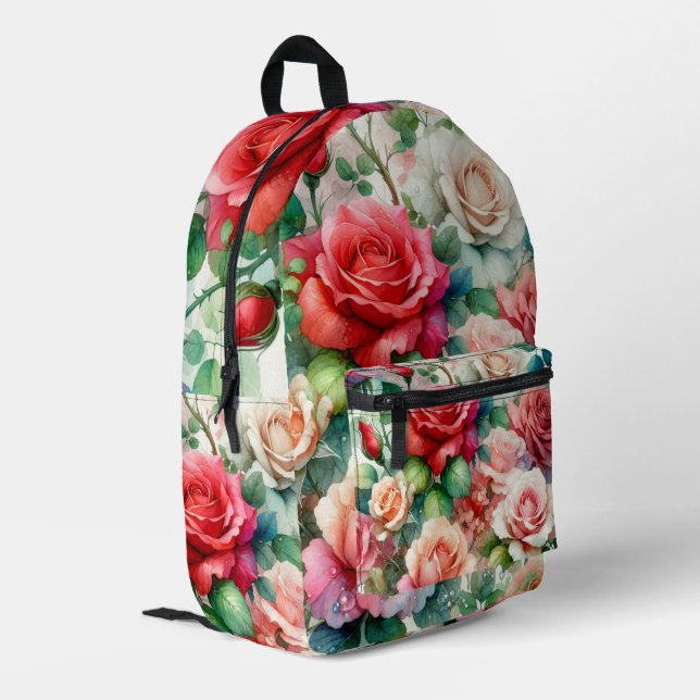 Mochila Impresa Patrón de Rosa Caprichoso (Esquina izquierda trasera)