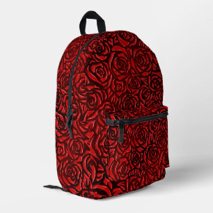 Mochila Impresa Patrón de Rosa Roja Brillante