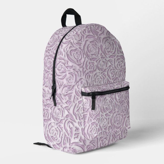 Mochila Impresa Patrón de Rosa Rosa Suave (Esquina izquierda trasera)