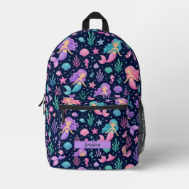 Mochila Impresa Patrón de Sirena Adorable