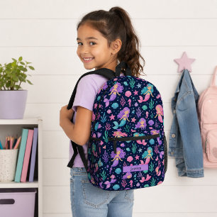 Mochila Impresa Patrón de Sirena Adorable