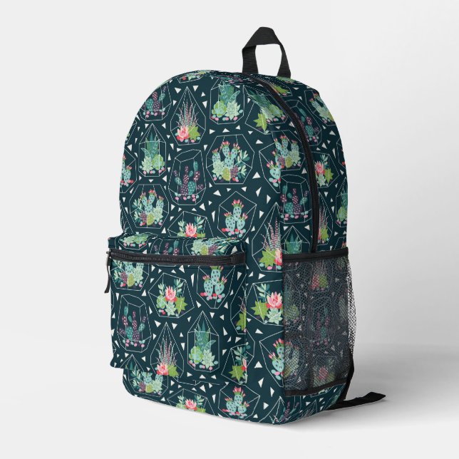 Mochila Impresa Patrón de suculentos geométricos (Esquina derecha trasera )