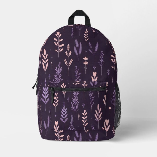 Mochila Impresa Patrón de sueños de lavanda (Anverso)