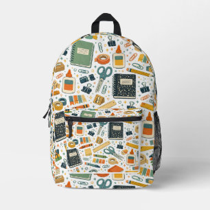 Mochila Impresa Patrón de suministros escolares retro de vuelta a