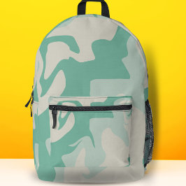 Mochila Impresa Patrón De Swirl Beige Verde Pastel