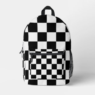 Mochila Impresa Patrón de tablero de ajedrez en negro y blanco