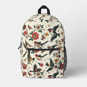 Mochila Impresa Patrón de tatuaje de barbecho tradicional en mosai