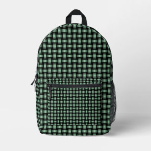 Mochila Impresa Patrón de Tejido Verde Negro
