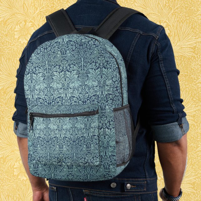 Mochila Impresa Patrón de tela Brer Rabbit de William Morris con t (Brer Rabbit by William Morris, Textile Pattern Printed Backpack)