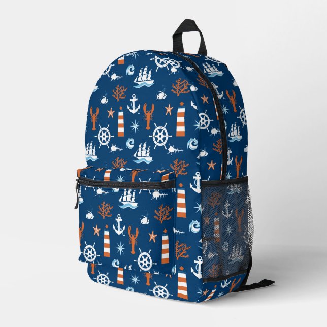 Mochila Impresa Patrón de tema del mar (Esquina derecha trasera )