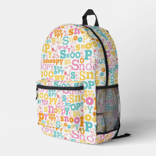 Mochila Impresa Patrón de texto Snoopy Pastel