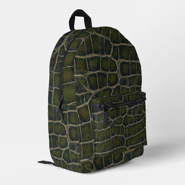 Mochila Impresa Patrón de textura de cocodrilo premium (Esquina izquierda trasera)