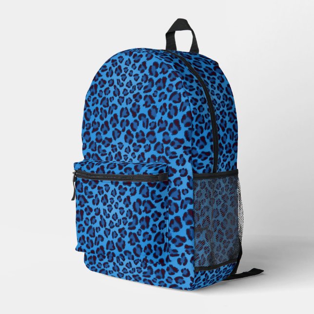 Mochila Impresa patrón de textura de leopardo azul (Esquina derecha trasera )