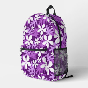MOCHILA IMPRESA PATRON DE TIARE EN PÚRPURA