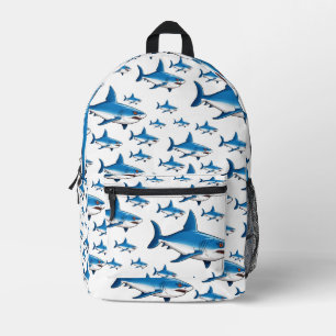 Mochila Impresa Patrón de tiburón azul elegante
