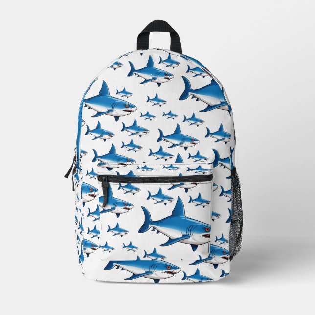 Mochila Impresa Patrón de tiburón azul elegante (Anverso)