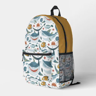 Mochila Impresa Patrón de tiburón mate