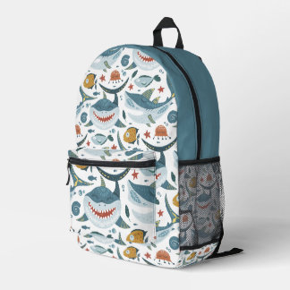 Mochila Impresa Patrón de tiburón mate