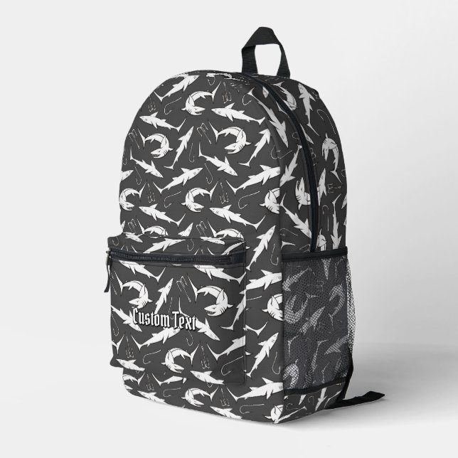 Mochila Impresa Patrón de tiburones y ganchos (Esquina derecha trasera )