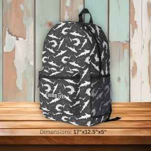 Mochila Impresa Patrón de tiburones y ganchos