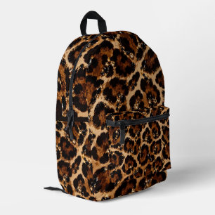 Mochila Impresa Patrón de tigre de cristal negro y dorado