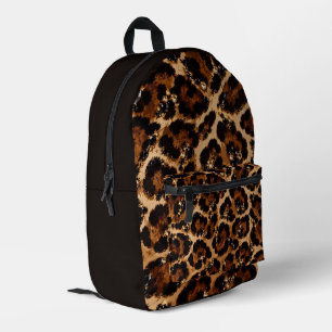 Mochila Impresa Patrón de tigre de cristal negro y dorado