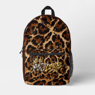 Mochila Impresa Patrón de tigre de cristal negro y dorado