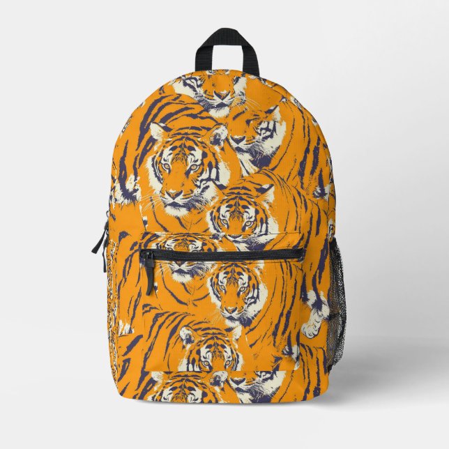 Mochila Impresa Patrón de tigre en mosaico (Anverso)