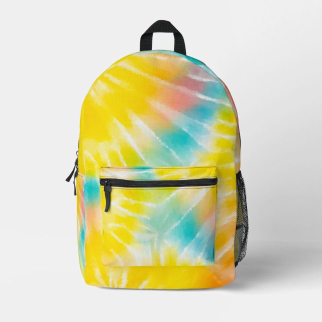 Mochila Impresa Patrón de tinte amarillo brillante (Anverso)