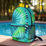 Mochila Impresa Patrón de tinte de lápiz Lime Aqua Verde azulado -<br><div class="desc">Un diseño audaz y colorido con tonos de cal y azul acuático con un divertido bloque de color para añadir tu nombre o cualquier texto. El patrón de tintes de corbata loco tiene una variedad de colores. Puede agregar un nombre, un monograma u otro texto personalizado. Si necesita mover el...</div>