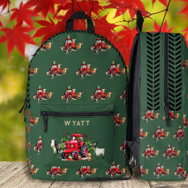 Mochila Impresa Patrón de Tractor para Niño Escolar
