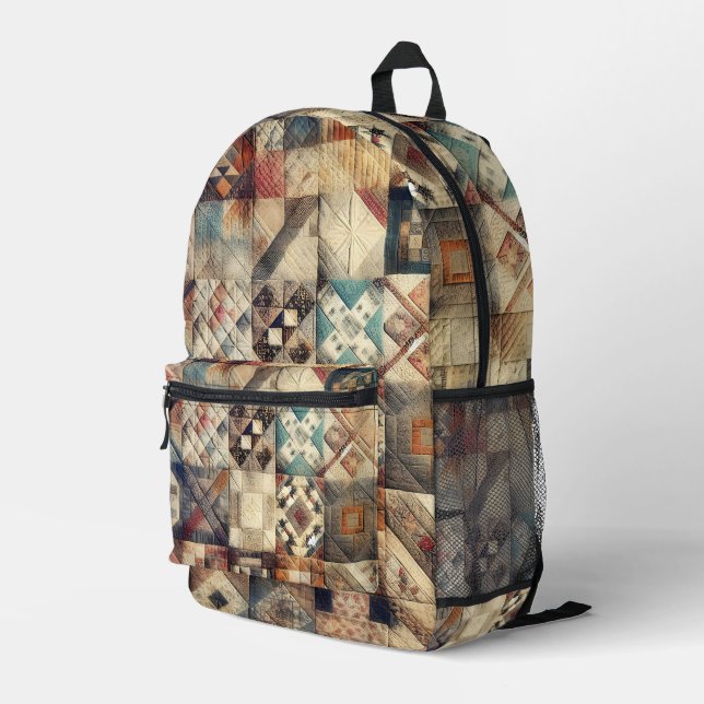 Mochila Impresa Patrón de trama de mosaico antiguo (Esquina derecha trasera )