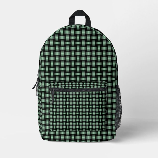 Mochila Impresa Patrón de trapo negro verde (Anverso)