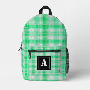 Mochila Impresa Patrón de traza Gingham Check Monograma verde clar