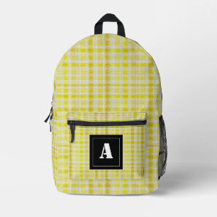 Mochila Impresa Patrón de traza Gingham Comprobar Monograma Blanco