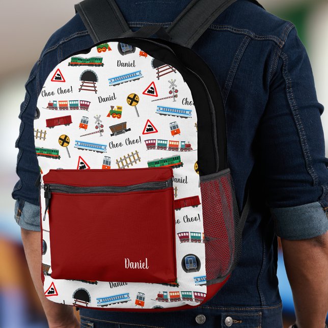 Mochila Impresa Patrón de tren Niño pequeño Nombre Choo Choo Niños (Subido por el creador)
