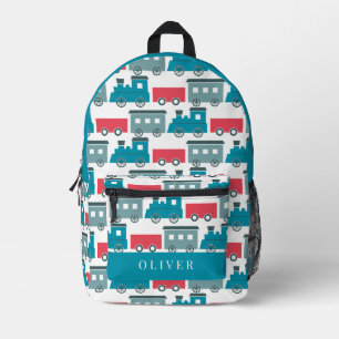 Mochila Impresa Patrón de trenes de vapor Azul y Rojo Niño