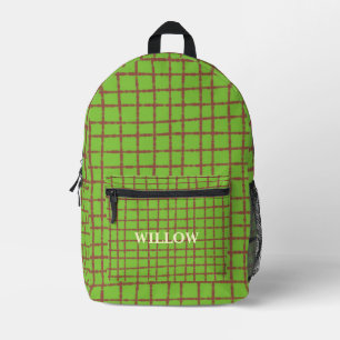 Mochila Impresa Patrón de trenzado verde y marrón
